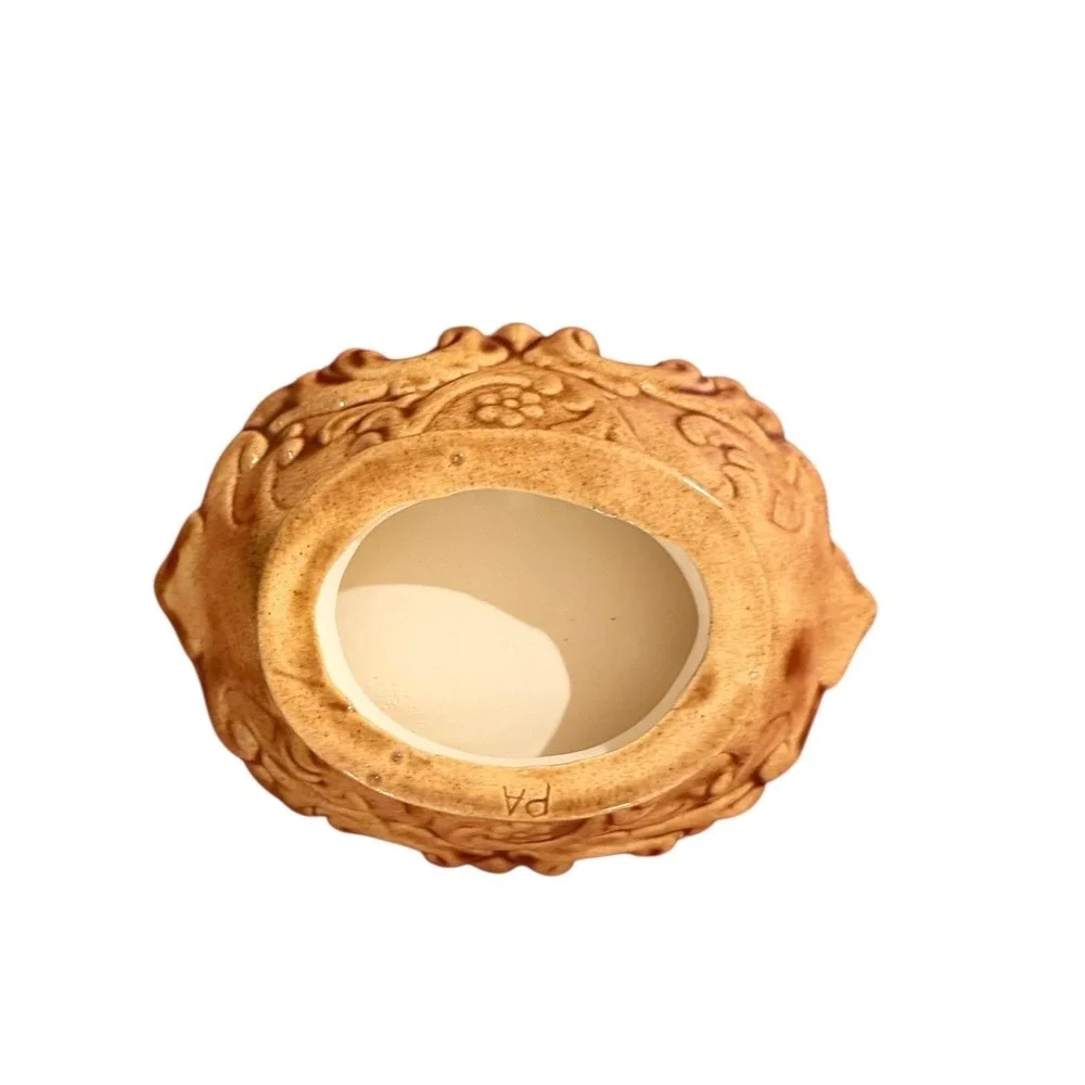 1970s MCM Vtg Ceramic Trinket Soap Dish Embossed Floral Rococo Style‎ 6x4.5
